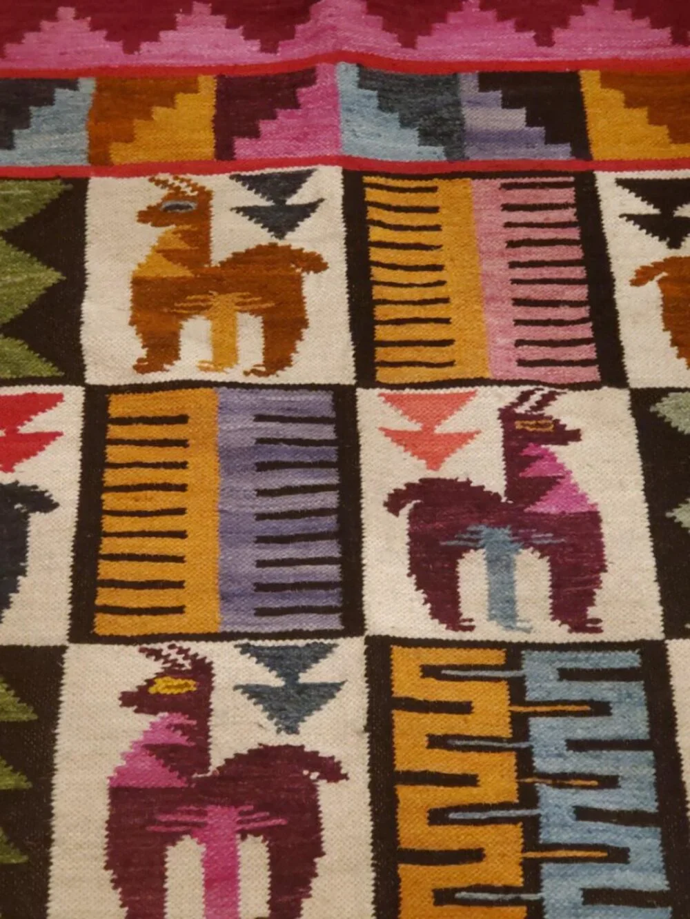 Peruvian Andean Wool Tapestry – Handwoven Llama Wall Hanging – Colorful Rustic